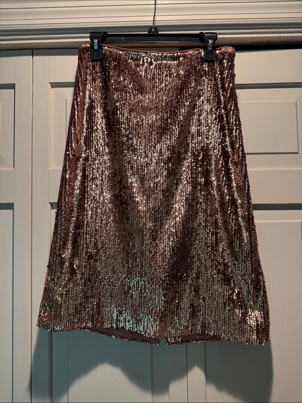 J. Crew Rose Gold Sequin A-Line Skirt